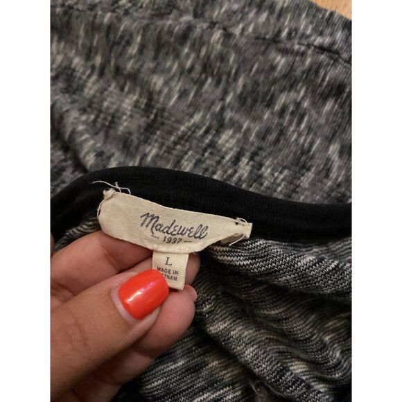 Madewell women's Soundcheck Ringer Tee Knit T-Shirt Marled Grey Black Size large - Picture 7 of 7